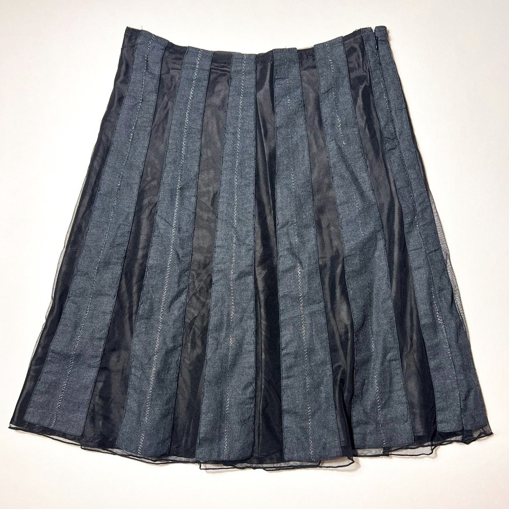 2000s Old Navy Black Low Rise Paneled Mesh Midi Skirt